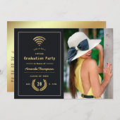 Foto zwart en Gold Virtual Afstuderen Aankondiging (Voorkant / Achterkant)
