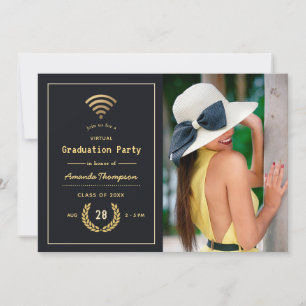 Foto zwart en Gold Virtual Afstuderen Aankondiging