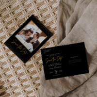 Foto Zwart en Goud Bruiloft Save the Date