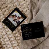 Foto Zwart en Goud Bruiloft Save the Date Briefkaart