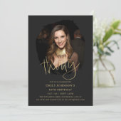 Foto Zwart en Goud Script 30e verjaardag Kaart (Staand voorkant)