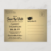 Foto zwart & Gold modern Afstuderen Bespaar de dat Briefkaart (Achterkant)