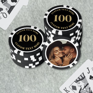 Foto Zwart Goud 100 Genummerd Poker Chips