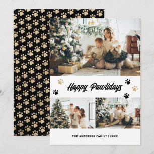Foto Zwart Goud Gelukkig Pawlidays Feestdagenkaart