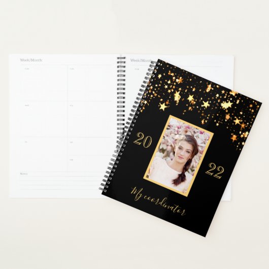 Foto zwart gouden sterren 2026 planner (Display)
