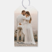Foto, Zwart Script Overlay, Bruiloft Opslaan van d Cadeaulabel (Achterkant)
