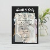 Foto zwart stijlvolle bruiloft kaart (Staand voorkant)