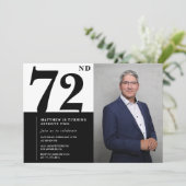 Foto zwart-wit 72e verjaardag uitnodiging (Staand voorkant)
