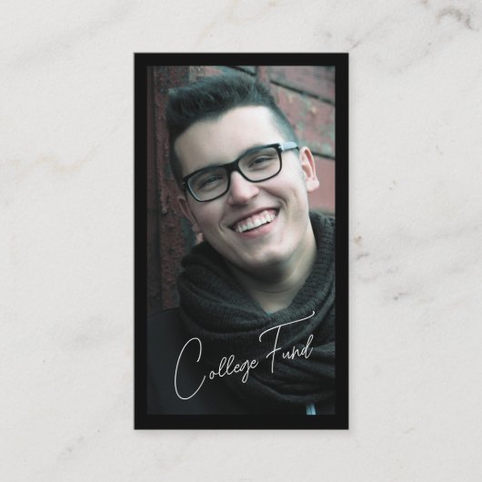 Foto Zwart Wit Afstuderen QR Code College Fund Informatiekaartje (Voorkant)