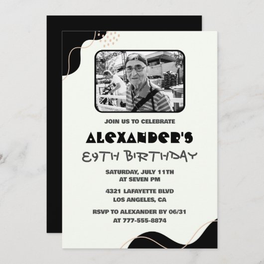 Foto Zwart Wit Mannen 89ste verjaardag Kaart (Voorkant / Achterkant)