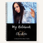 Foto zwart wit monogram naam notitieboek (Voorkant)