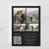 Foto zwart-wit QR code bruiloft Kaart (Achterkant)