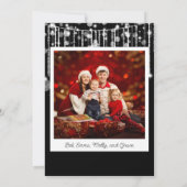 Foto Zwart Wit String Lights Kerst Kaart (Achterkant)
