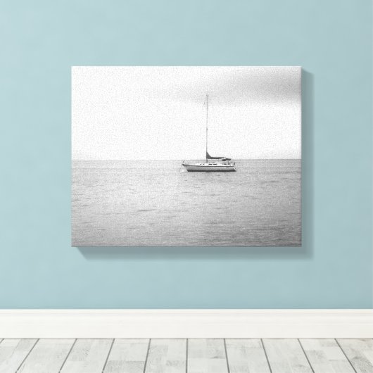 Foto zwart-wit zeilboot canvas afdruk (Insitu (Houten vloer))