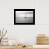 Foto zwart-wit zeilboot poster (Keuken)