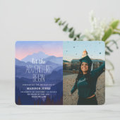 Fotoaankondiging Afstuderen Rustic Mountain Kaart (Staand voorkant)