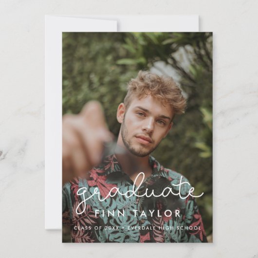 Fotoaankondiging van het afstuderen Cute script Aankondiging (Voorkant)