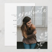Fotoaankondiging waterverf Elegant afstuderen Kaart (Voorkant / Achterkant)