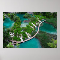 Fotoafdrukken van meren en watervallen. Plitvice K