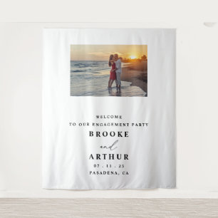 Fotoback-up van Engagement Party met foto Wandkleed