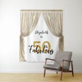 Fotobackdrop 50ste verjaardagsfeest Gouden gordijn Wandkleed (In situ)