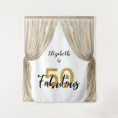 Fotobackdrop 50ste verjaardagsfeest Gouden gordijn Wandkleed (Voorkant)