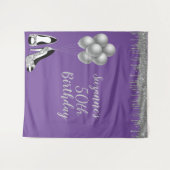 Fotobackdrop 50ste verjaardagsfeest Zilver Glitter Wandkleed (Voorkant (horizontaal))