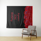 Fotobackdrop 50ste verjaardagsfeestje Zwart Rood Wandkleed (In Situ (horizontaal))