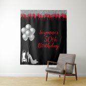 Fotobackdrop 50ste verpartij Zilver Glitter Wandkleed (In situ)