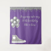 Fotobackdrop 50ste verpartij Zilver Glitter Wandkleed (Voorkant)