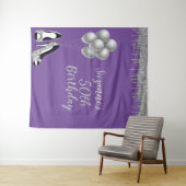 Fotobackdrop 50ste verpartij Zilver Glitter Wandkleed (In Situ (horizontaal))