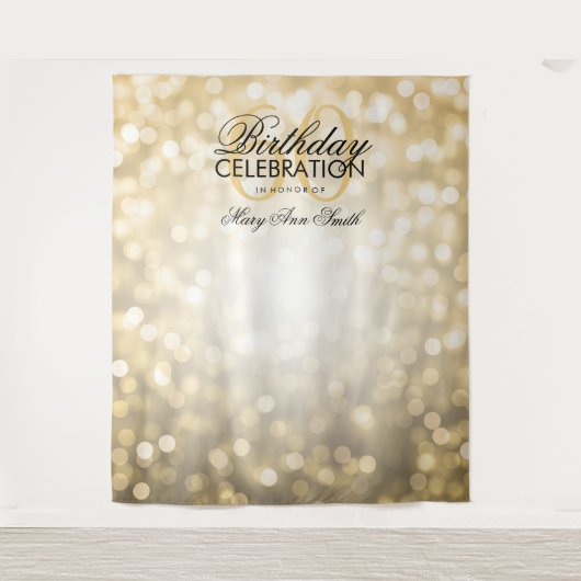Fotobackdrop 60ste verjaardag gouden glitters glit wandkleed (Voorkant)