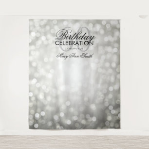Fotobackdrop 60ste verjaardag Zilveren glitterslic Wandkleed
