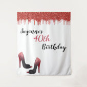 Fotobackdrop op maat verjaardagsfeest rood glitter wandkleed (Voorkant)