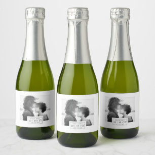 Fotobadge   De datum opslaan   Mini-label   Wit Sparkling Wijnetiket