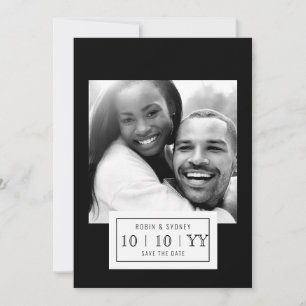 Fotobadge De datum opslaan Plat Zwart Save The Date