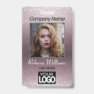 Fotobadge - Roze goud met nepschittertjes Badge