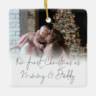 Fotobedekking Eerste Kerstmis als mama papa Keramisch Ornament