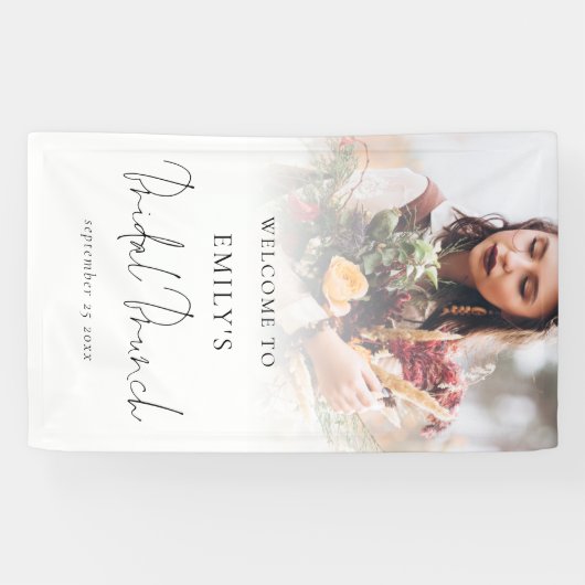 Fotobedekking Elegant Script Welcome Bridal Brunch Spandoek (Horizontaal)