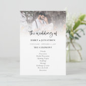 Fotobedekking Modern Script Weddenprogramma Kaart (Staand voorkant)