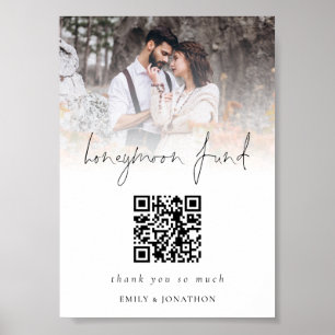 Fotobedekking Qr Code Honeymoon Fund Weddenschap Poster