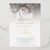 Fotobedekking Voeg Gastnaam QR Code Echte bruiloft Folie Uitnodiging (Voorkant)