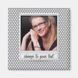fotobeeld op witte en grijze polkadot magneet