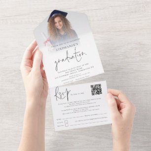 Fotobekleding QR-codescriptgraduatie-partij All In One Uitnodiging