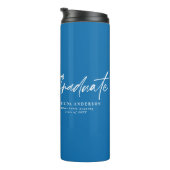 Fotoblauw afstuderen script modern elegant thermosbeker (Geroteerd rechts)