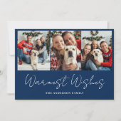 Fotoblauw kerstfeest feestdagenkaart (Voorkant)