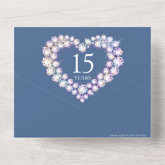 Fotoblauw op 15e kristal bruiloft all in one uitnodiging (Achterkant)