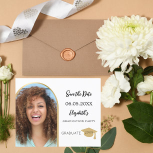 Fotoboog goud Afstuderen Save the Date kaart