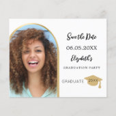 Fotoboog goud Afstuderen Save the Date kaart (Voorkant)