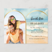 Fotoboog strand bruiloft budget Save the Date Flyer (Voorkant)